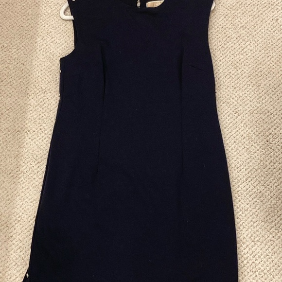 Michael Kors Navy Blue Midi Dress with Button Detail - Picture 3 of 6